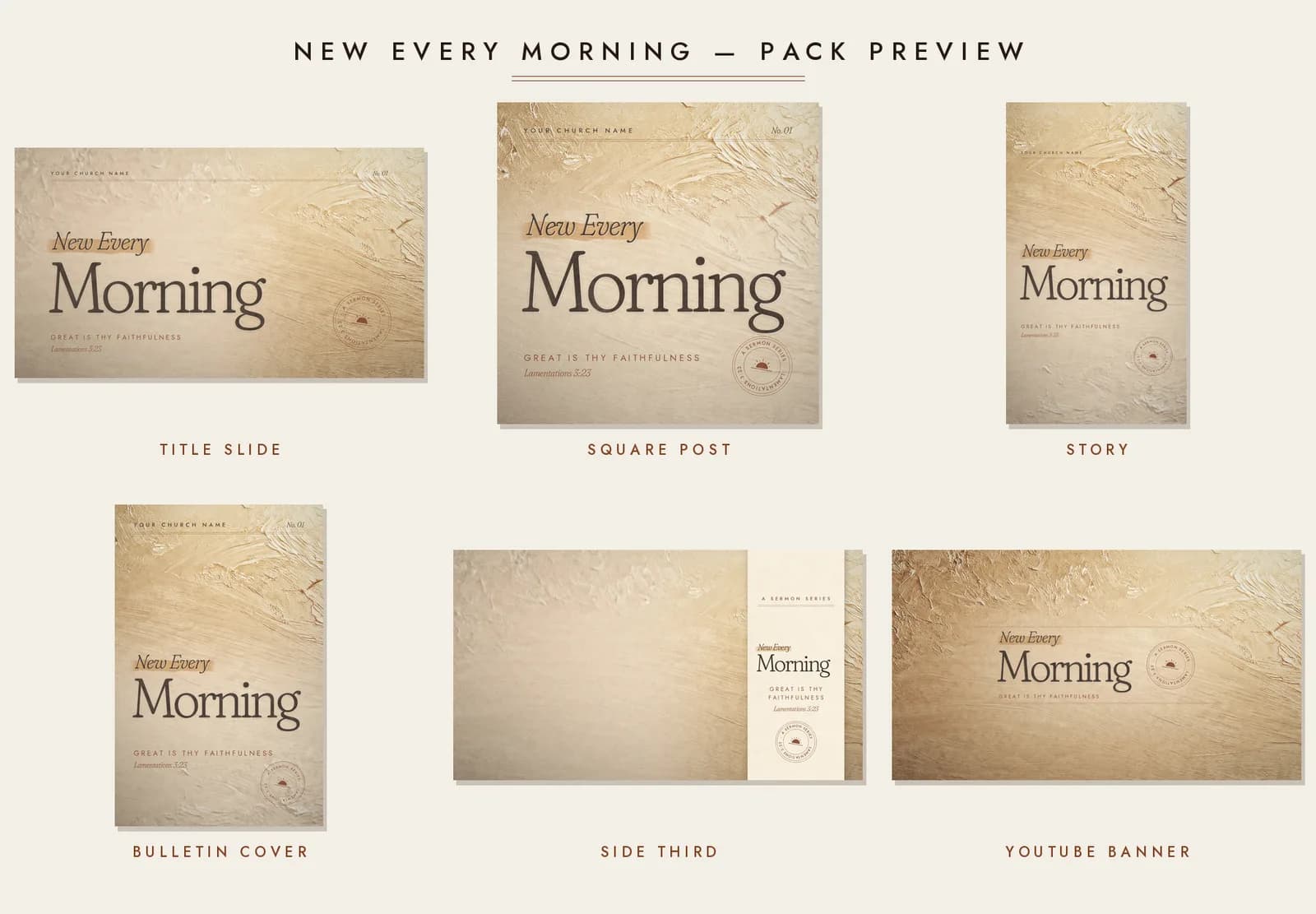 Overview of every piece in the New Every Morning pack.