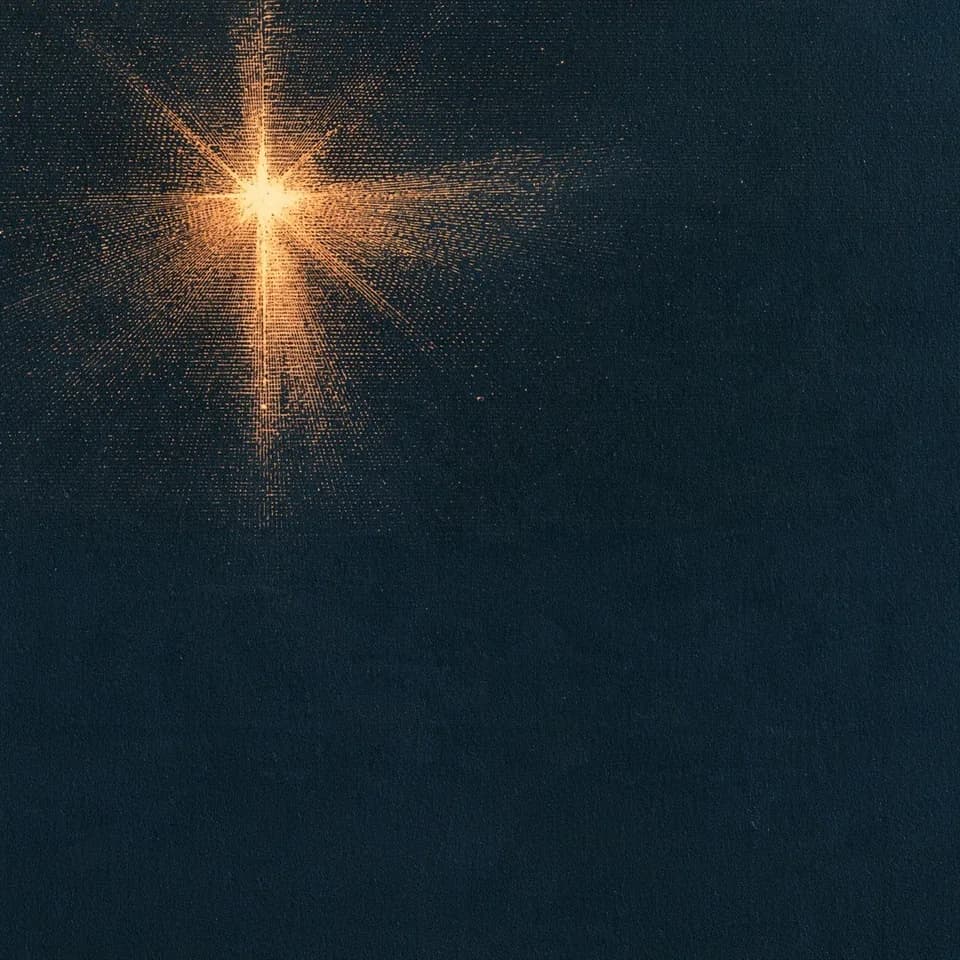 Square text-free artwork for O Holy Night, one engraved gold star on a deep midnight-blue ground.