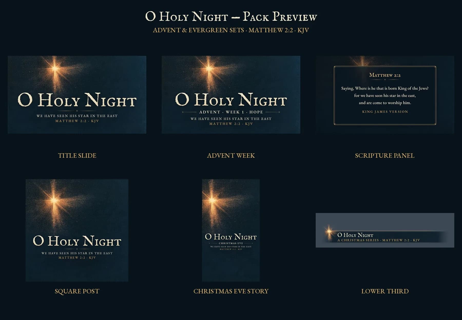Overview of every piece in the O Holy Night pack.